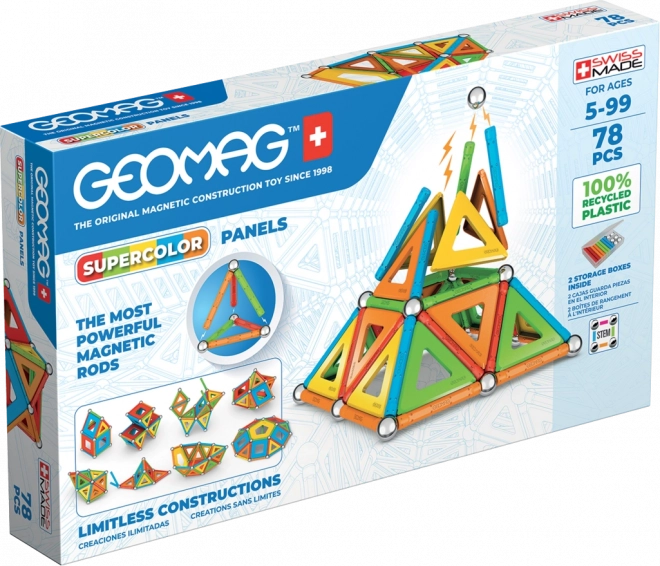 Geomag Supercolor Panels gerecycleerde magnetische bouwset 78 stuks