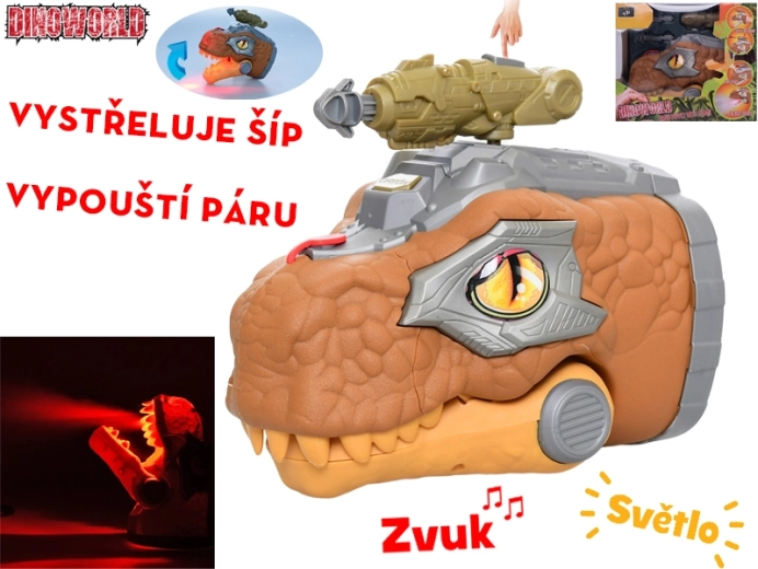 Dinoworld interactieve dinosauruskop 17 cm met geluiden en stoom