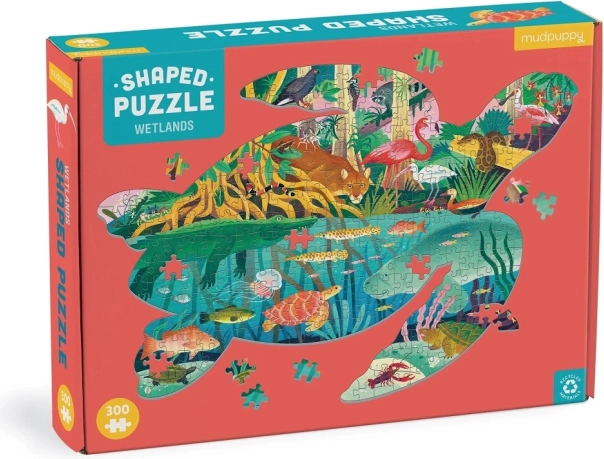 Puzzel in de vorm van een schildpad – wetlands, 300 stukjes – Mudpuppy
