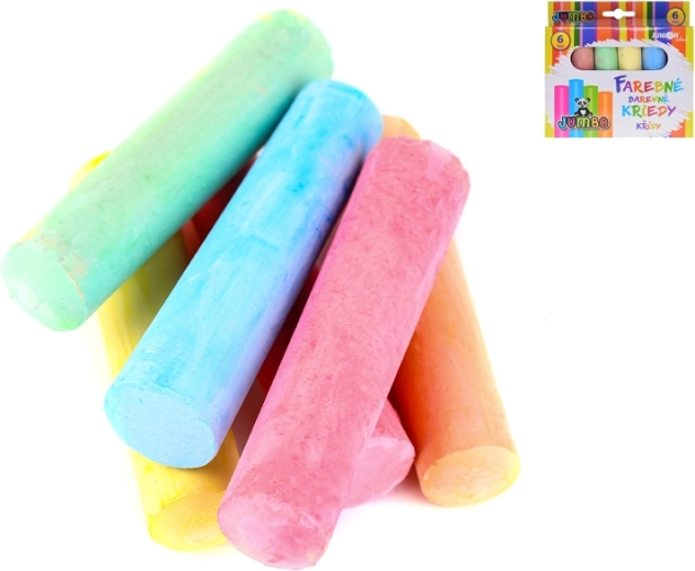 Gekleurde jumbo krijtjes voor kinderen 10 cm (set van 6 stuks)