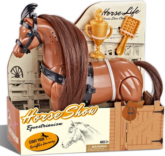 Bruin rijpaard met accessoires en geluid