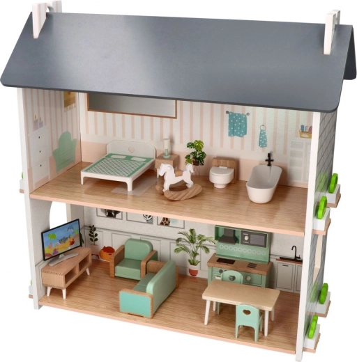 Houten poppenhuis Vriendelijk