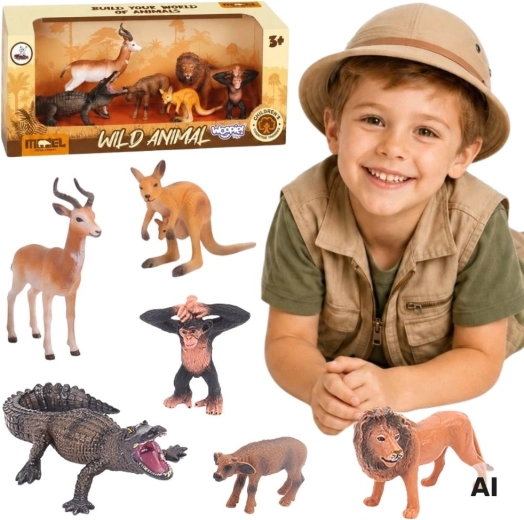 Woopie set safari-dierenfiguren 6 stuks