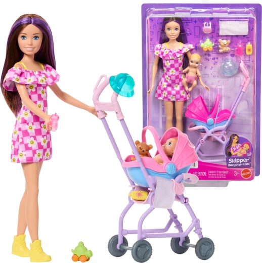 Barbie Skipper babysitterpop met baby en kinderwagen