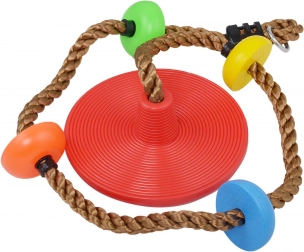 Touw met gekleurde knopen en zitje - rood