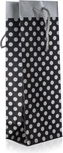 Cadeautas voor fles met zilveren stippen 12 × 35 × 9 cm