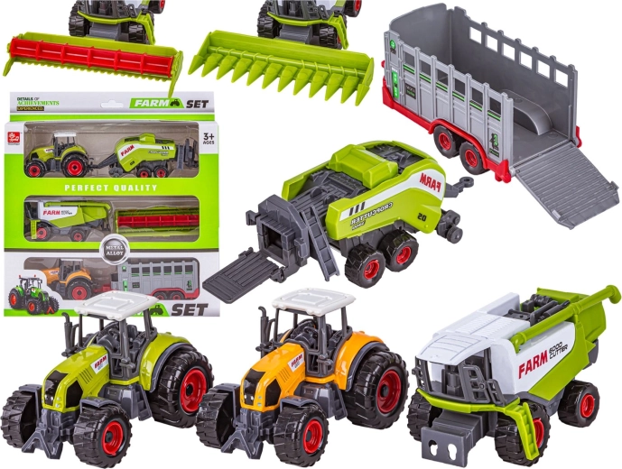 Set landbouwmachines boerderij – 2× tractor en maaidorser (3 stuks)