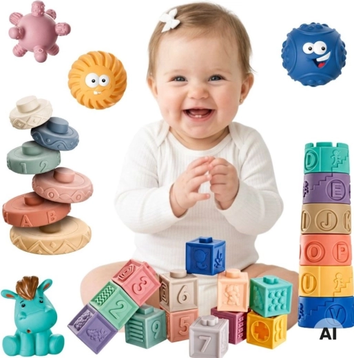 Woopie Baby zachte sensorische blokken en ballen 27 stuks