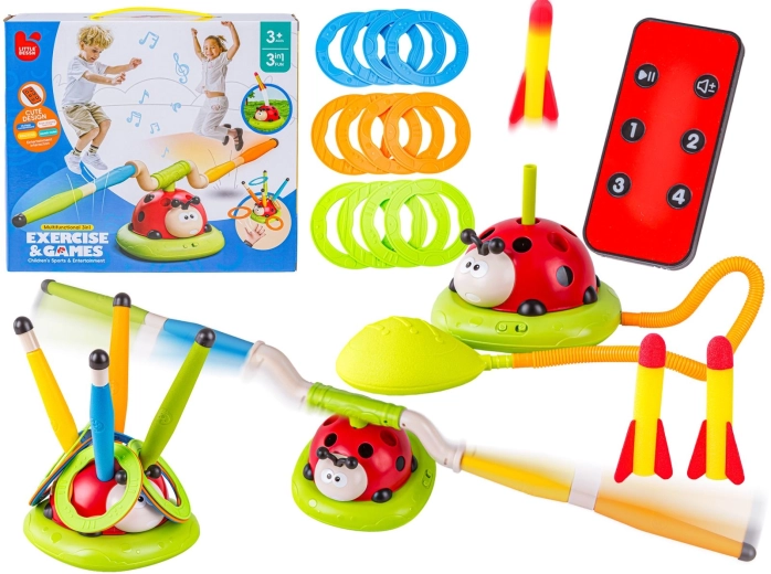 Kinder behendigheidsspel 3-in-1 lieveheersbeestje – raketlanceerder, ringo en springhindernis