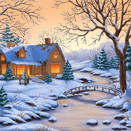 Norimpex Schilderen op nummer Sneeuwpop voor het huis 40 × 50 cm
