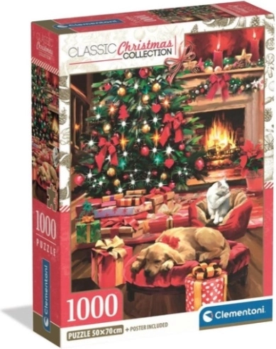 Clementoni puzzel 1000 stukjes XMAS Cool Kerst bij de open haard