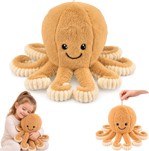 Pluchen octopus – knuffel met elastische tentakels beige 50 cm - 1 stuk