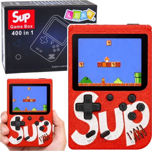 Draagbare retro spelconsole SUP met 400 games, 3" LCD, rood