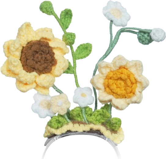 Gebreide Zonnebloem-kostuum voor LOONA Premium robot