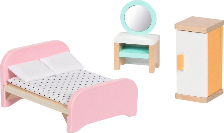 Houten poppenhuismeubels Copenhagen slaapkamer - 6 stuks