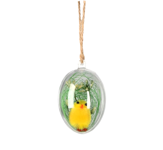 Paashanger kuikentje in plastic bol 4,5 × 6 cm, set van 12 stuks