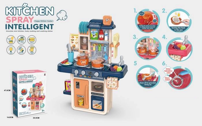 Kinderkeukentje 63 cm blauw, 42-delig