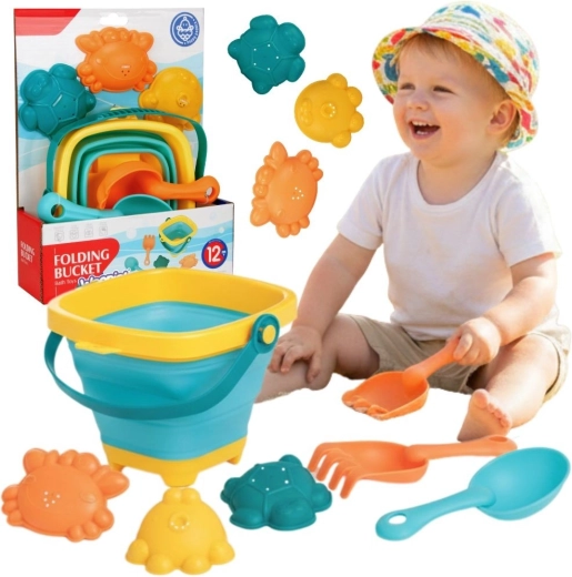 Woopie Baby opvouwbare emmer met gereedschap en zandvormpjes