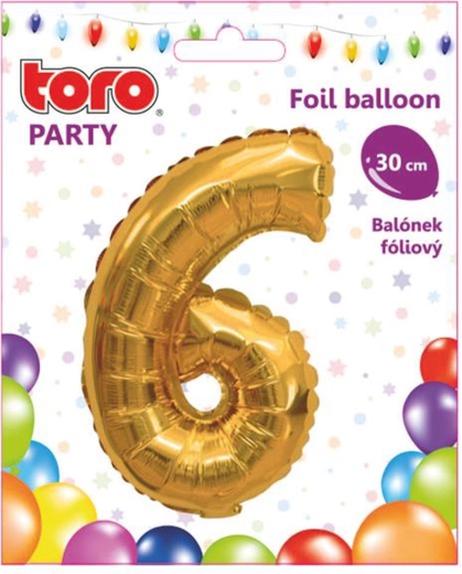 Folieballon cijfer 6, 30 cm, goud TORO