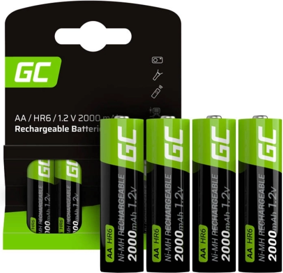 Oplaadbare AA-batterijen 2000 mAh Green Cell Sticks (4 stuks)