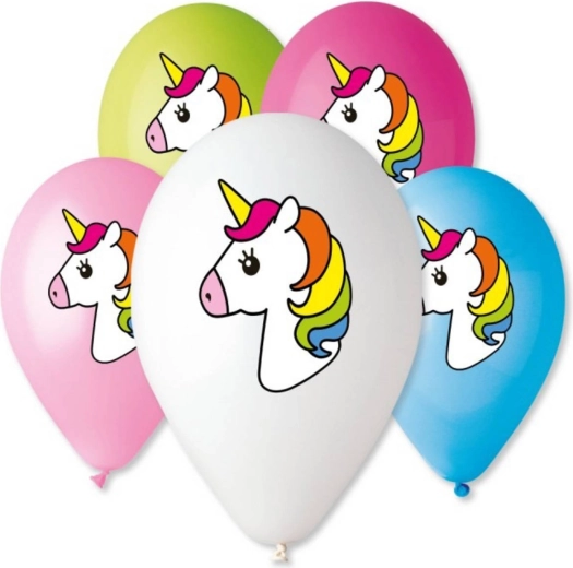 Gemar opblaasbare latex ballon met eenhoornopdruk 32 cm pastelkleuren - 1 stuk