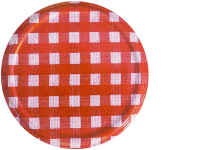 Deksel voor inmaakpotten 66 mm met hartjes – rood-wit ruitpatroon