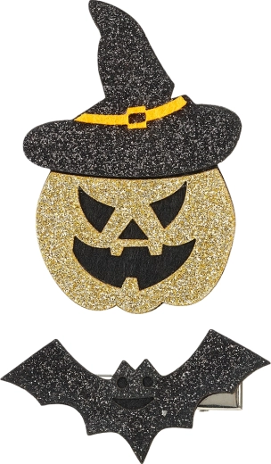 Souza! haarspeldjes Willa – Halloweenpompoen en vleermuis (2 stuks)