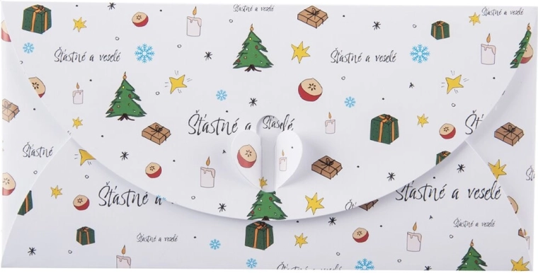 Papieren kerst-envelop “Gelukkige en vrolijke feestdagen” (CZ/SK)