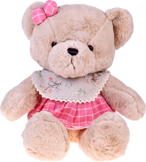 Pluche teddybeer Zuzia 58 cm in roze vintage jurk