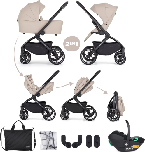 Petite&Mars gecombineerde kinderwagen Scout 3-in-1 soft mousse met autostoeltje Core Pro i-Size