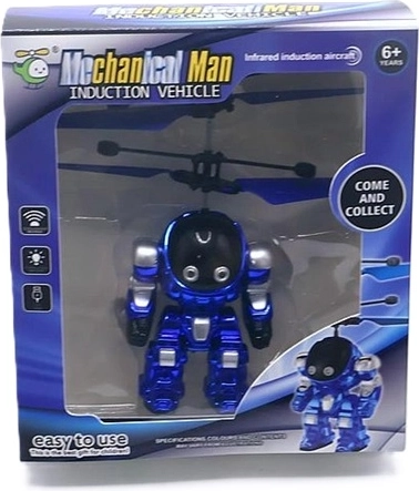 Vliegend futuristisch robotfiguurtje in goudkleur