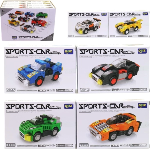 Bouwset sportauto’s – mini modellen in displaydoos (16 stuks)