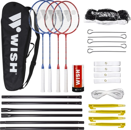Badmintonset WISH ALUMTEC 5566 rood‑blauw