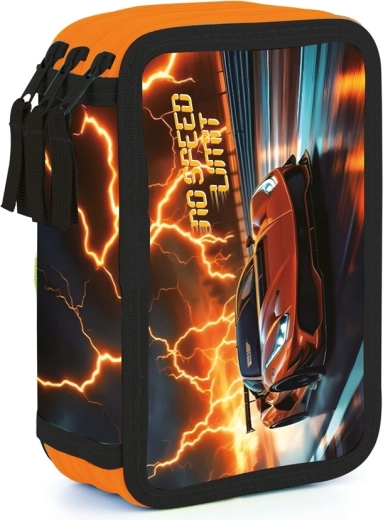 Driedelige schooletui met auto – leeg