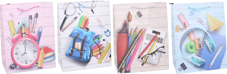 Cadeaupapieren tas L 31 × 40 × 12 cm – schoolmotief, kind