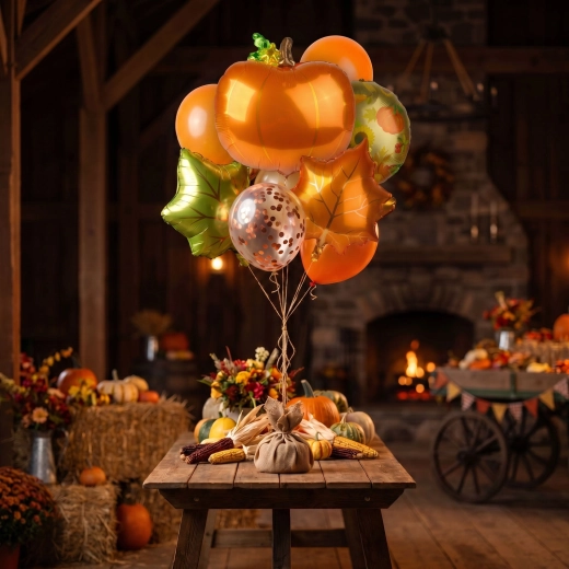 Herfstige folieset met ballonnen 8 stuks