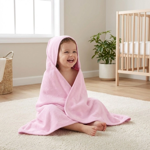 Kinderfrotté badcape NEW BABY 100 × 100 cm roze