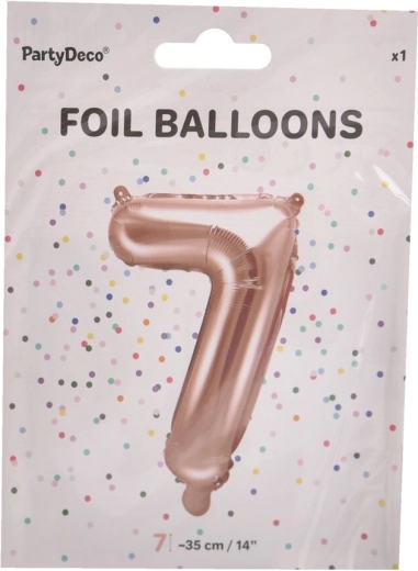 Folieballon cijfer 7 parelroze 35 cm