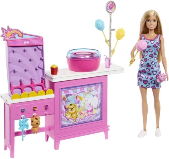 Barbie suikerspin-kraam – speelset met pop