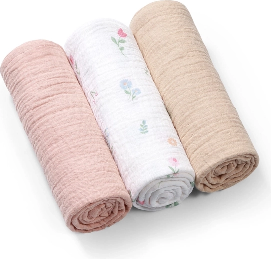 BabyOno muslin doeken Super Soft roze 70 × 70 cm (3 stuks)