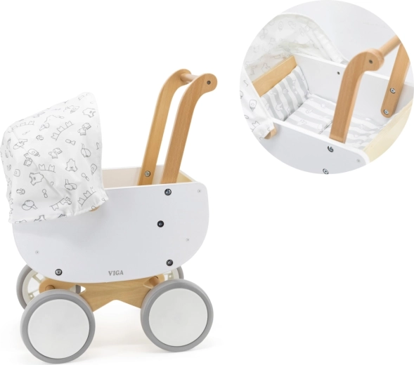 Houten poppenwagen met reiswieg Viga PolarB