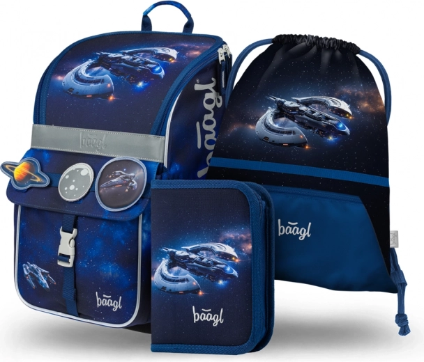 Baagl schoolset Zippy Ruimteschip – boekentas, etui en zak