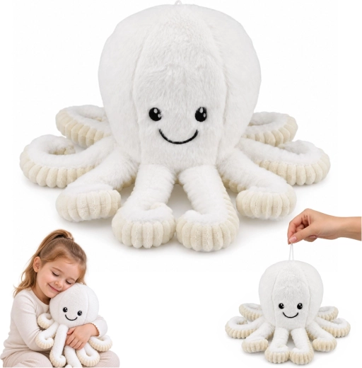 Pluchen octopus met elastische tentakels wit 50 cm