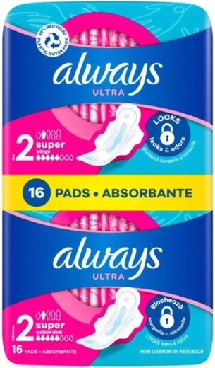 Always Ultra Day Super maandverband met vleugels, 16 stuks