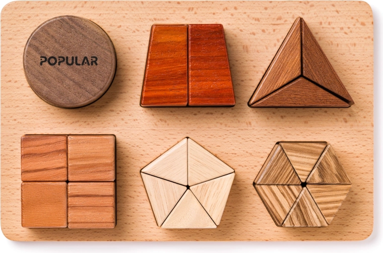 Houten vormpuzzel op bord