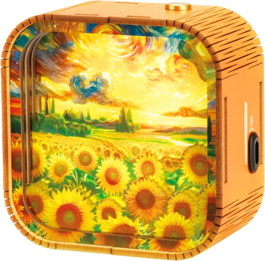 2Kids Toys 3D houten bouwpakket lampje zonnebloemenveld
