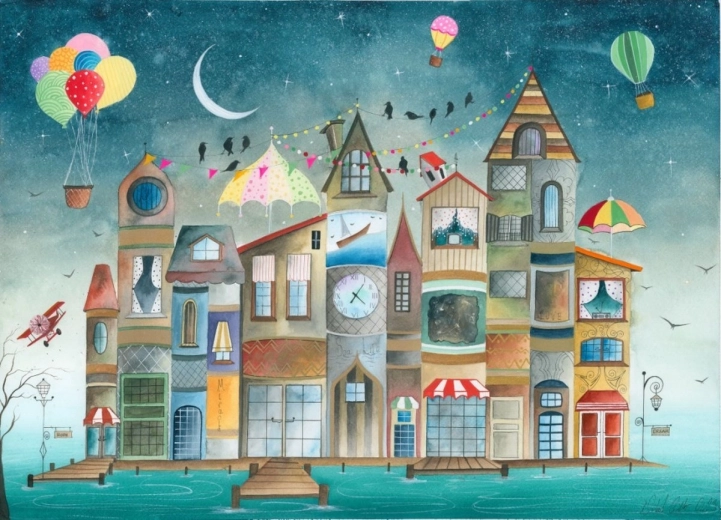 Puzzel Magnolia Huizen waarover ik heb gelezen – 1000 stukjes