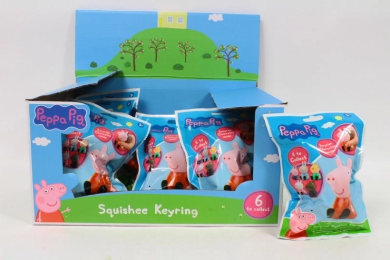 Peppa Pig sleutelhanger – zacht anti-stress knijpspeeltje (6 motieven)