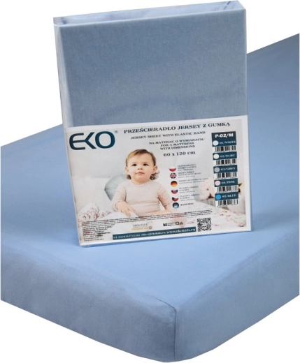 EKO jersey hoeslaken met elastiek blauw 120 × 60 cm