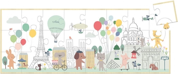 Vilac panoramische houten puzzel Parijs – Sarah Betz, 24 stukjes